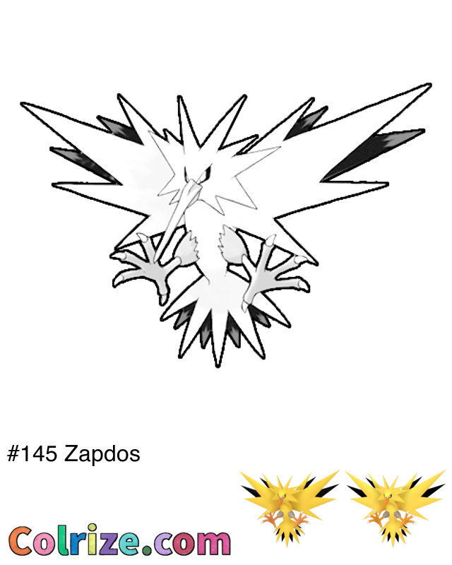 Pokemon Zapdos coloring page + Shiny Zapdos coloring page