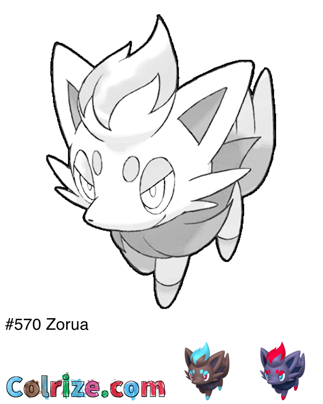 Pokemon Zorua coloring page + Shiny Zorua coloring page